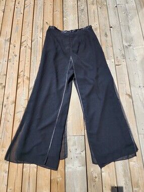 Olivia Chiffon Mesh Overlay Lined Mid Rise Wide-Leg Pants Size 16 Made In Canada